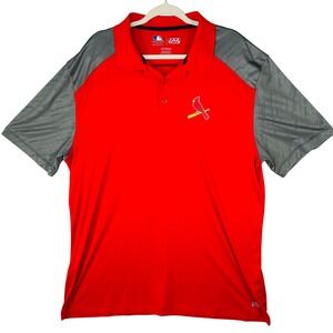 MLB St Louis Cardinals Polo Shirt Mens 2XL Red Grey TX3 Cool Short Sleeve Logo